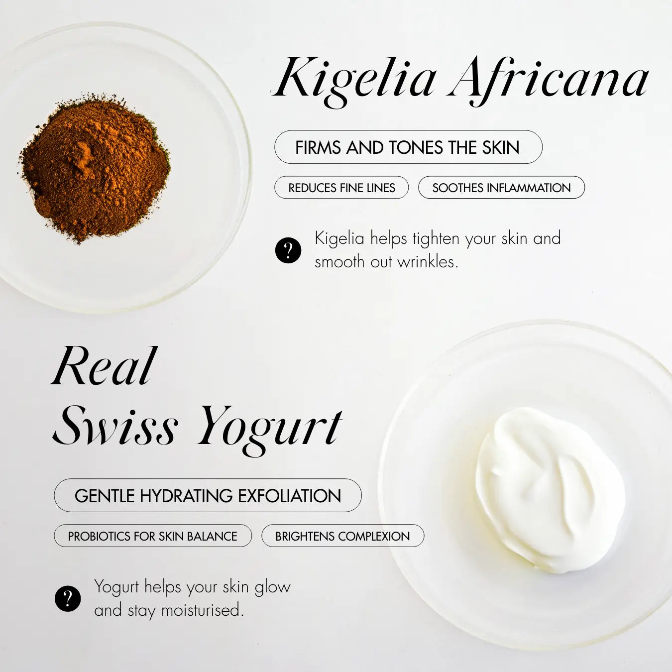 OH SO BUBBLY ingredients - Kigelia Africana and real Swiss Yogurt