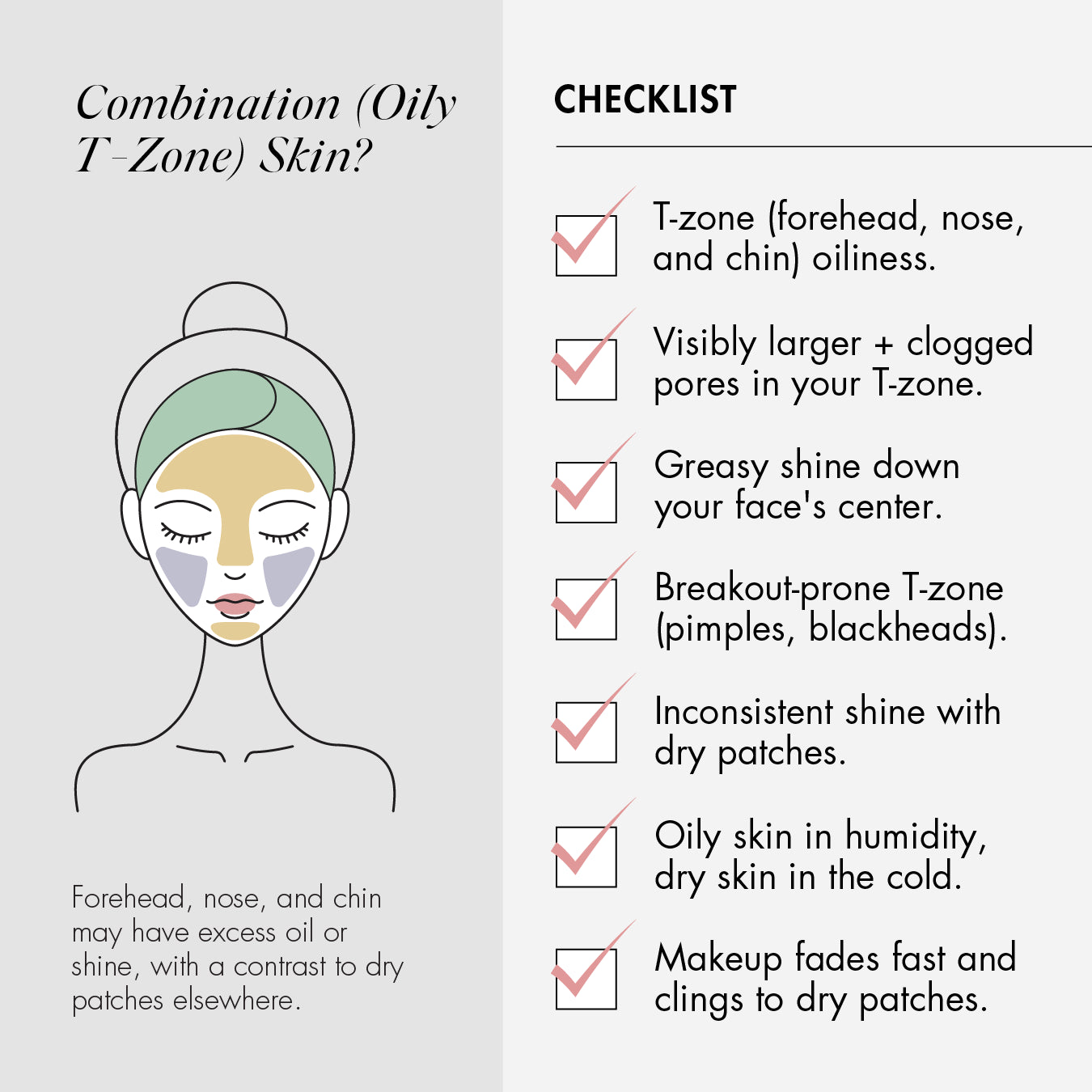 TAME THE T-ZONE Checklist for combination oily t-zone and sensitive skin types