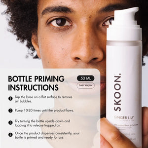 GINGER LILY Oil Control Face Gel-Cream bottle priming instructions