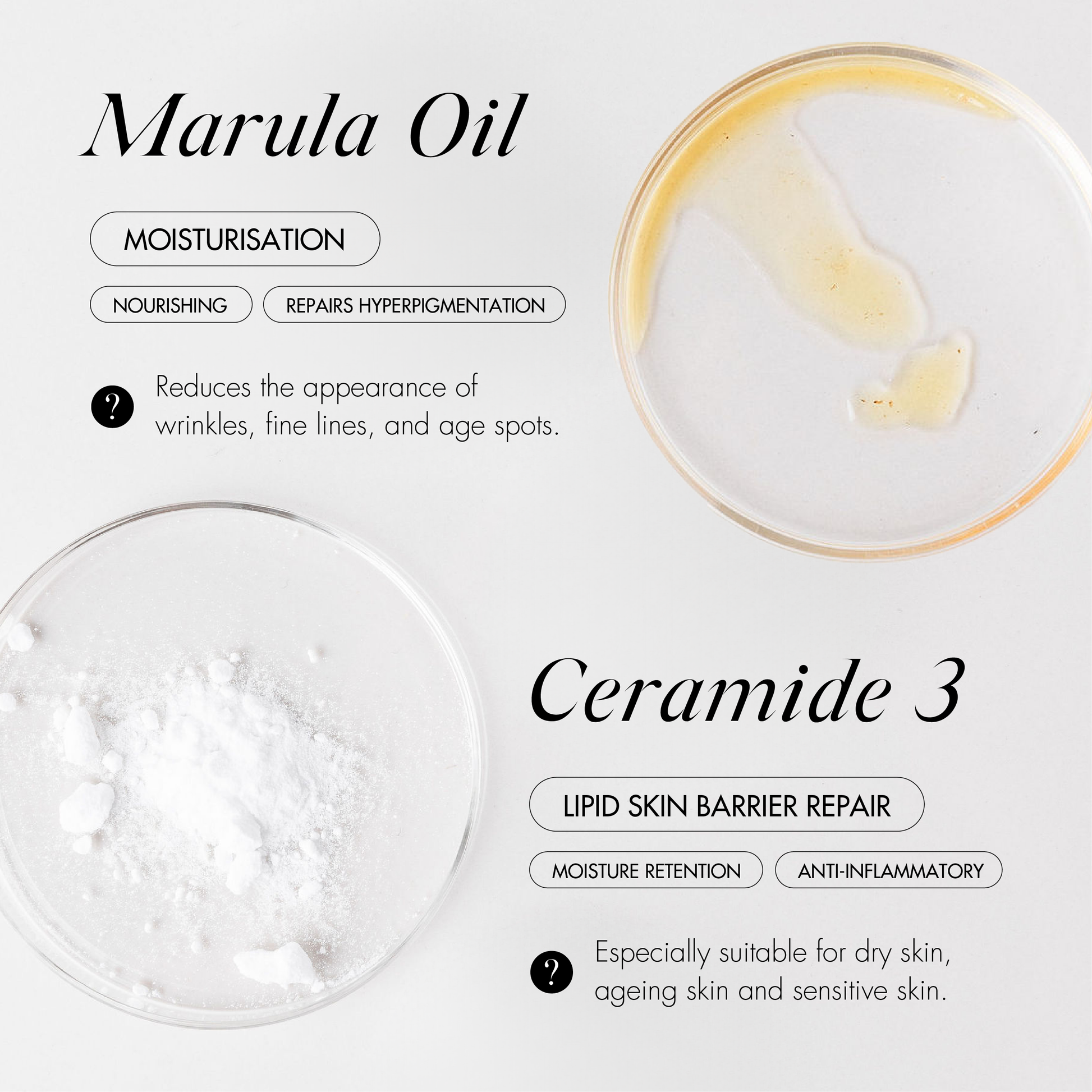 RUBY MARINE Barrier Recovery Face Balm ingredients - marula oil and ceramide 3