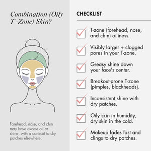 TAME THE T-ZONE Checklist for combination oily t-zone and sensitive skin types